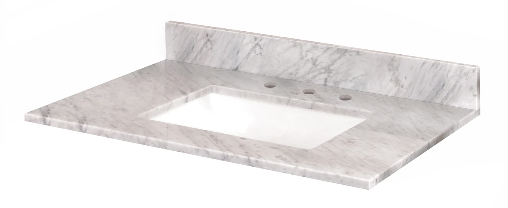 Pedra Marble Vanity Top with UM Trough Bowl Carrara Marble / 31"x22"x3